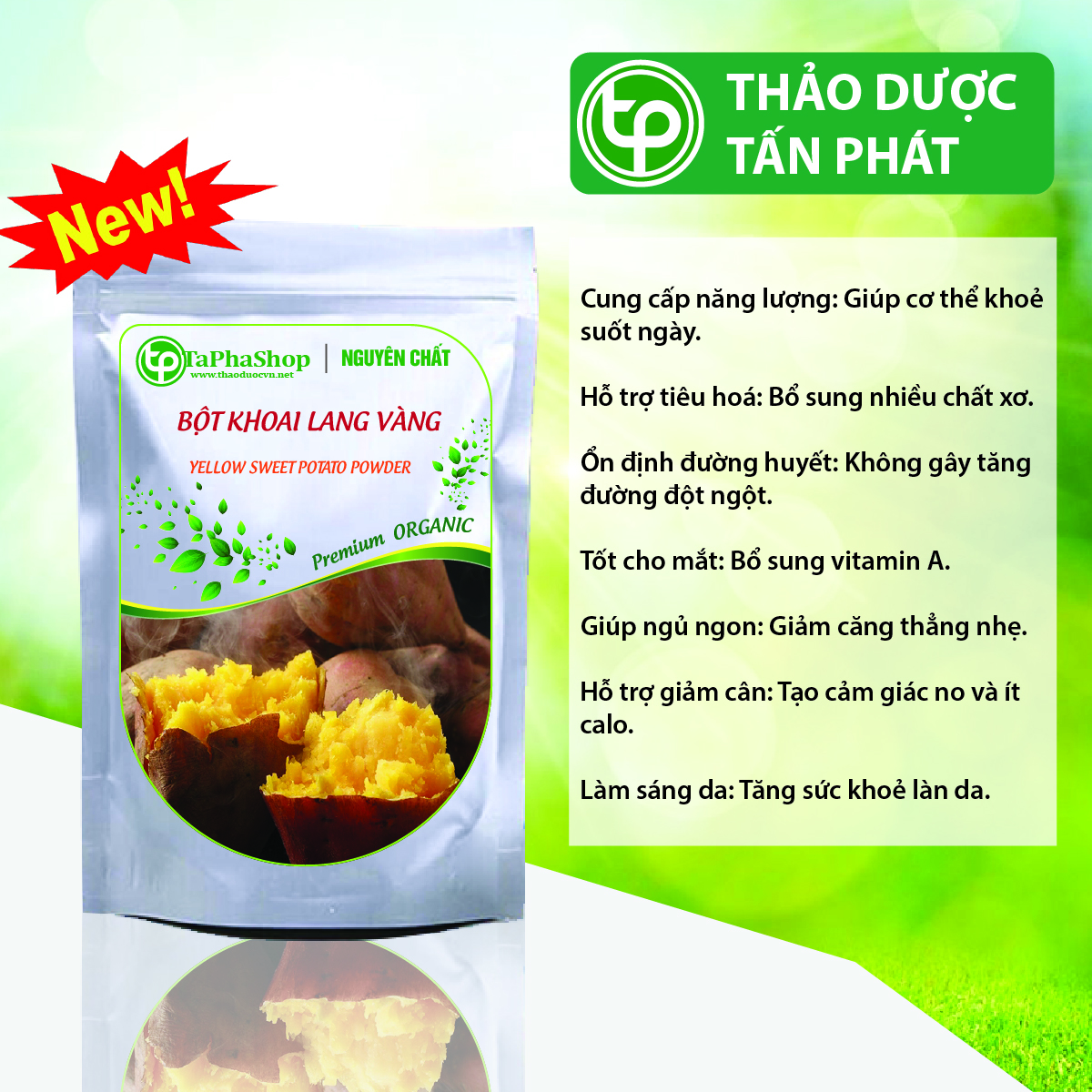 [HOT] bột khoai lang vàng nguyên chất (Túi lớn loại 1kg) - Thảo Dược Tấn Phát