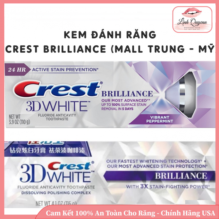 Kem Đánh Răng Crest 3D White Brilliance - Tẩy Trắng Răng Hiệu Quả