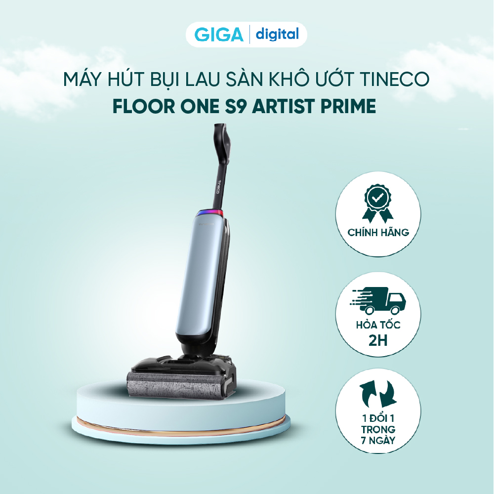 Máy hút bụi lau sàn khô ướt Tineco Floor One S9 Artist Prime - Lực hút 22000Pa - Cảm biến iLoop - Nằm phẳng 180°