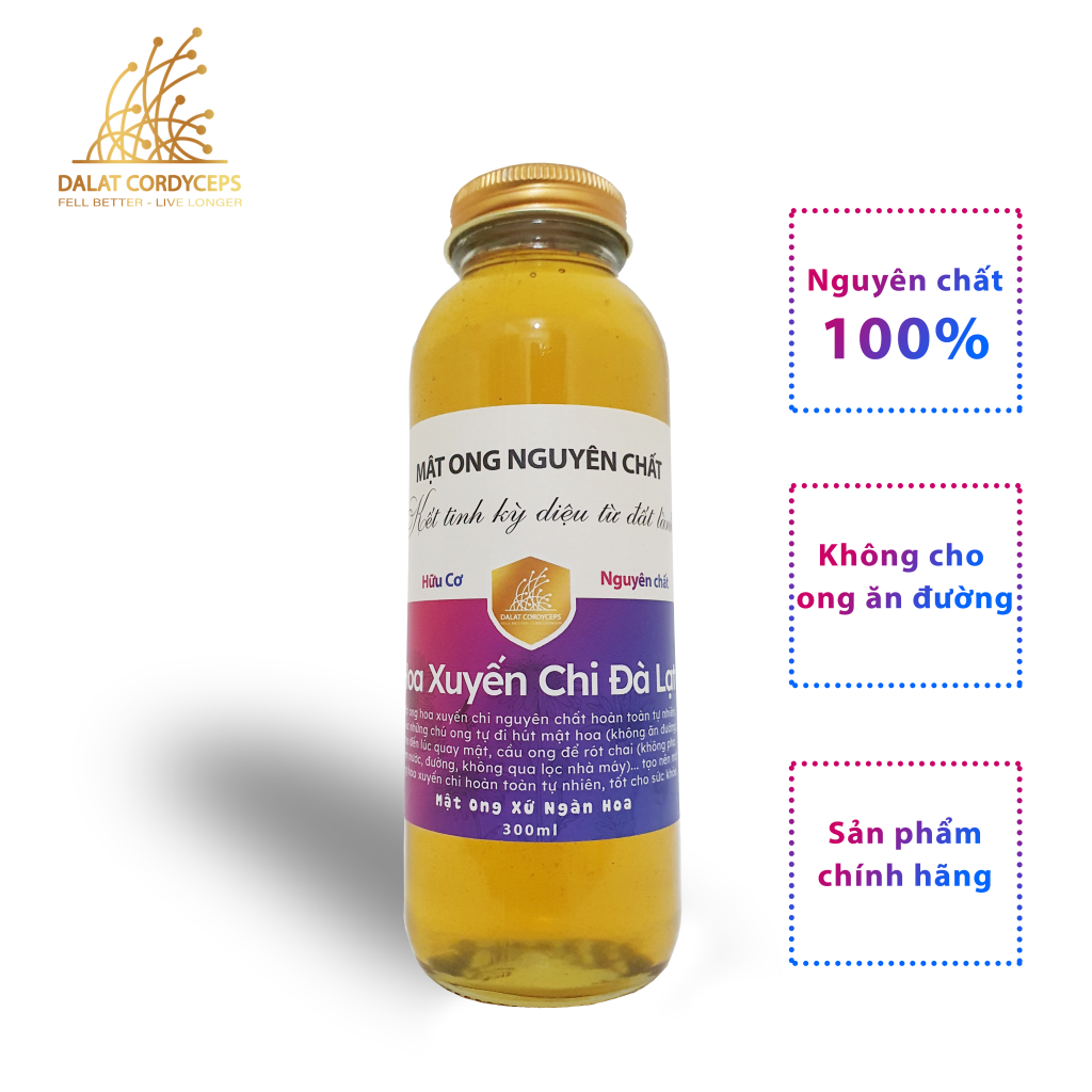 Mật ong nguyên chất hoa xuyến chi Dalat Cordyceps