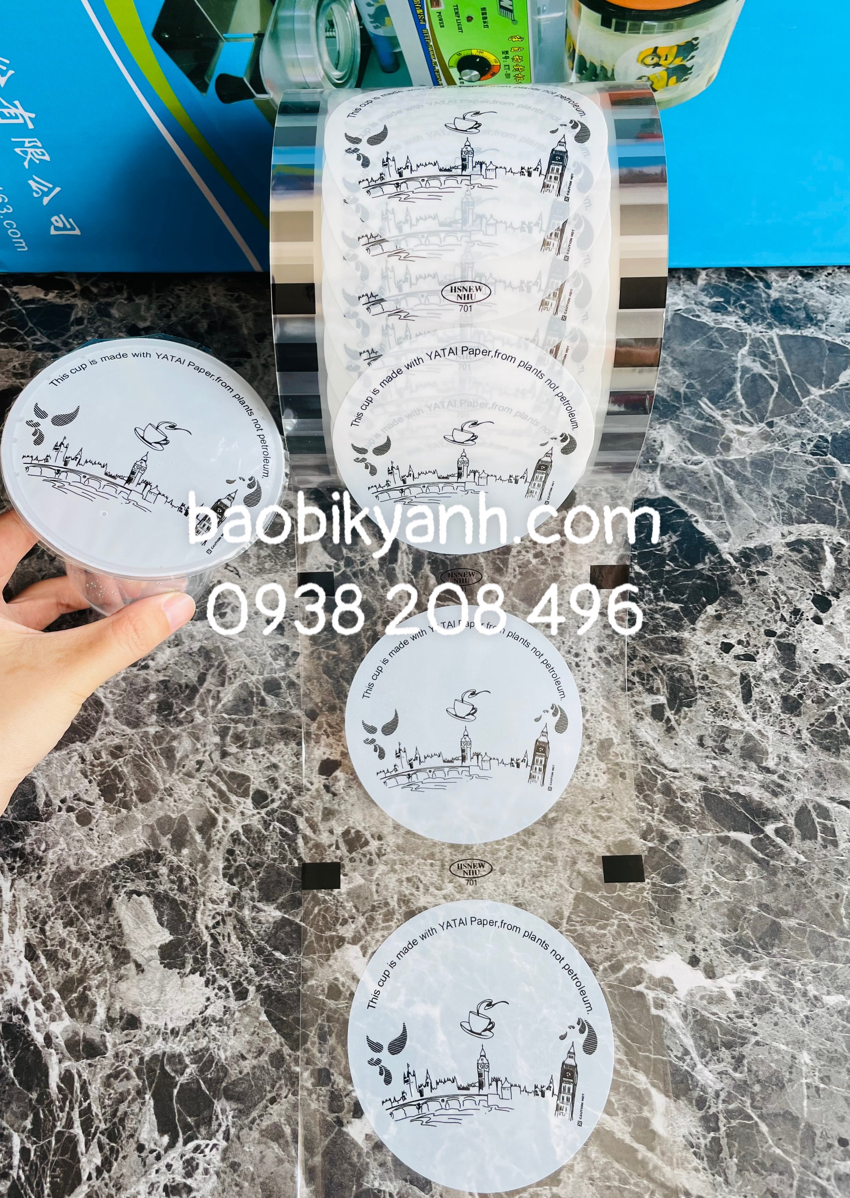 Cuộn màng ép ly/Keo dán miệng ly