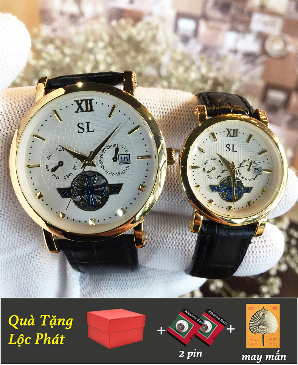 ĐỒNG HỒ ĐÔI CẶP NAM NỮ SL GIÁ 1 ĐÔI DÂY DA MÁY NHẬT SIÊU BỀN BẢO HÀNH 1 NĂM KÍNH CHỐNG TRẦY, CHỐNG NƯỚC TẶNG KÈM 2 PIN, LÁ BỒ ĐỀ TRỊ GIÁ 100K