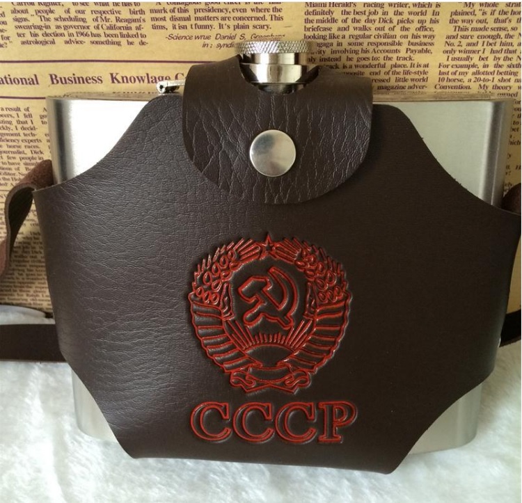 Bình rươu inox CCCP 32 oz 1L  bao da cá tính