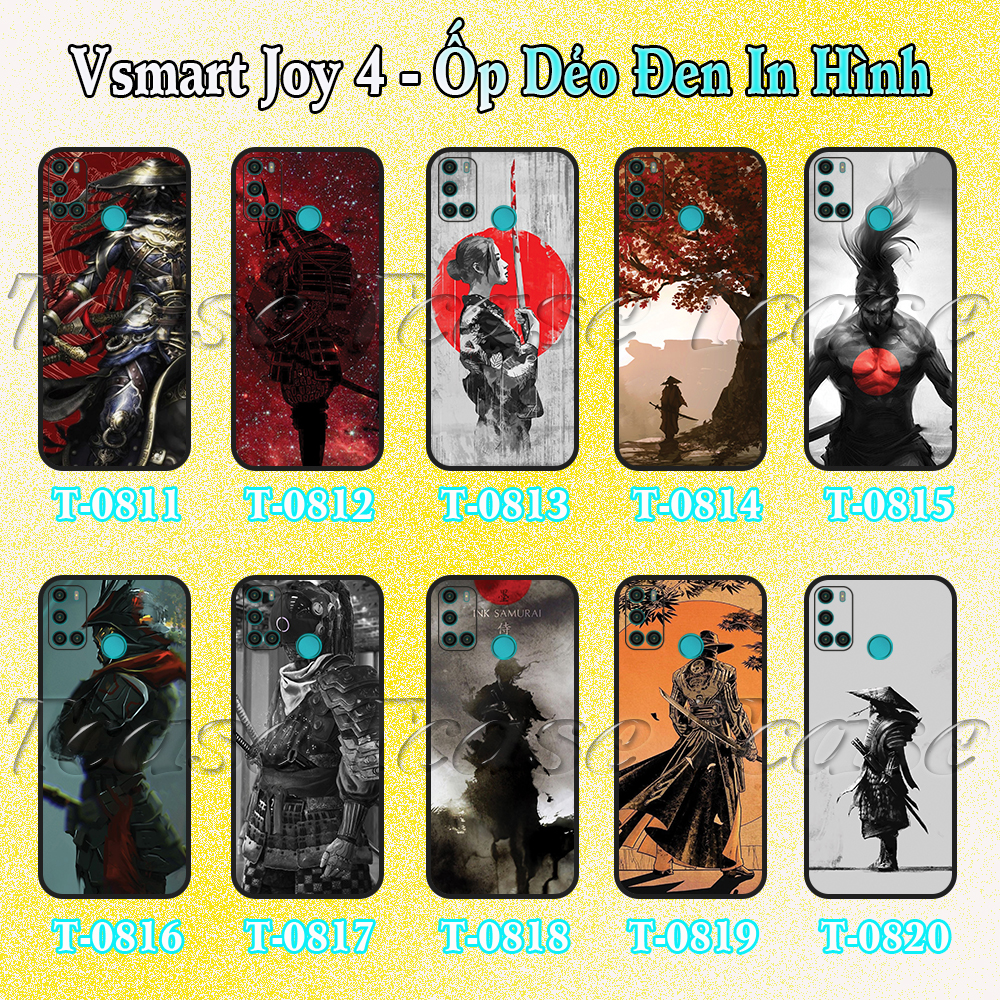 Ốp lưng Vsmart Joy 4 - Ốp dẻo đen in hình Võ Sĩ Samurai