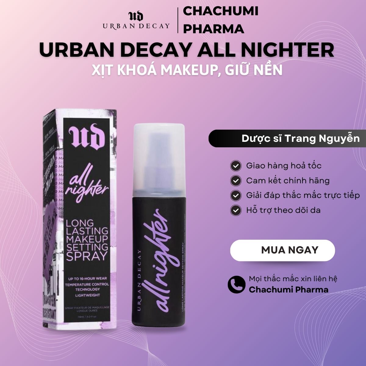 Xịt Khoá Makeup Urban Decay All Nighter Makeup Setting Spray