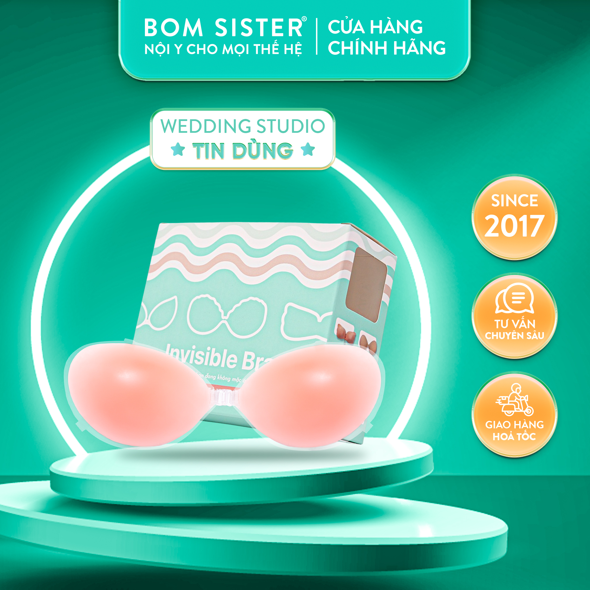 Áo Lót Dán Silicon Cài Trước Nâng Ngực Tạo Khe Ngực Chuyên Mặc Trang Phục Hở Lưng BOM SISTER AD002 - AD003