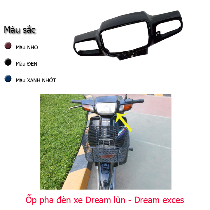 Ốp đèn pha nhựa ABS cao cấp gắn xe máy DREAM-LÙN