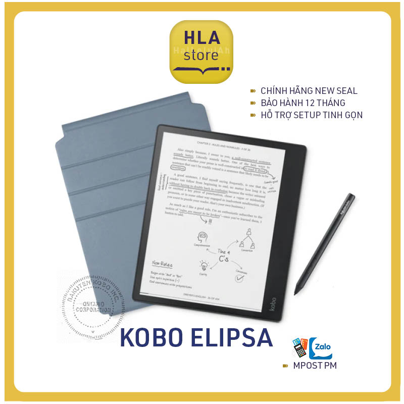 Bộ máy đọc sách Kobo Elipsa, Elipsa 2e - màn hình 10.3'', 32gb, sạc type C - hàng chính hãng newseal