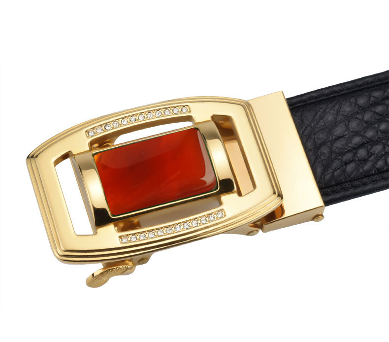 Dây nịt nam Thắt Lưng da Doanh Nhân cá sấu thời trang cát viên khóa gắn đá mã não