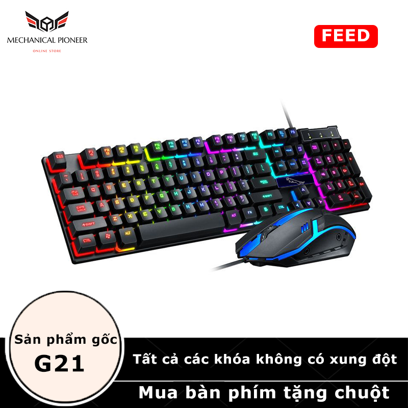 Bàn phím Gaming G21 Tặng kèm Chuột Gaming G21 màu đen LED 7 màu phát sáng trong đêm Bảo Hành 12 tháng ,bàn phím có dây, bàn phím máy tính, bàn phím giả cơ