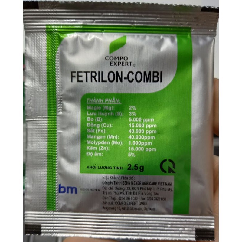 Phân bón vi lượng Fetrilon-Combi BM Đức Gói 2,5g - Chống vàng lá, xoăn lá, rụng quả non