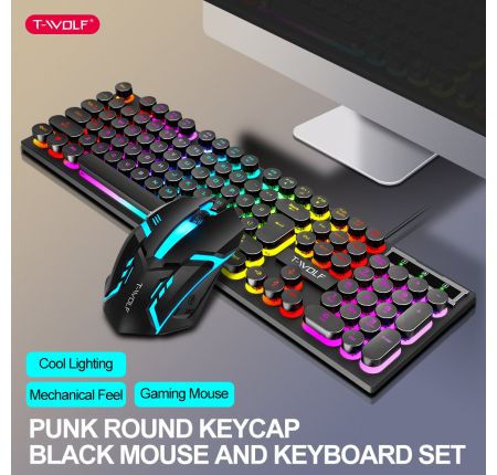 Combo bàn phím và chuột giả cơ t-wolf tf270, bộ bàn phím giả cơ và chuột game dành cho game thủ t-wolf tf270 led 7 màu bàn phím máy tính , bàn phím giả cơ gaming , bàn phím có đèn led , bàn phím máy tính giá rẻ