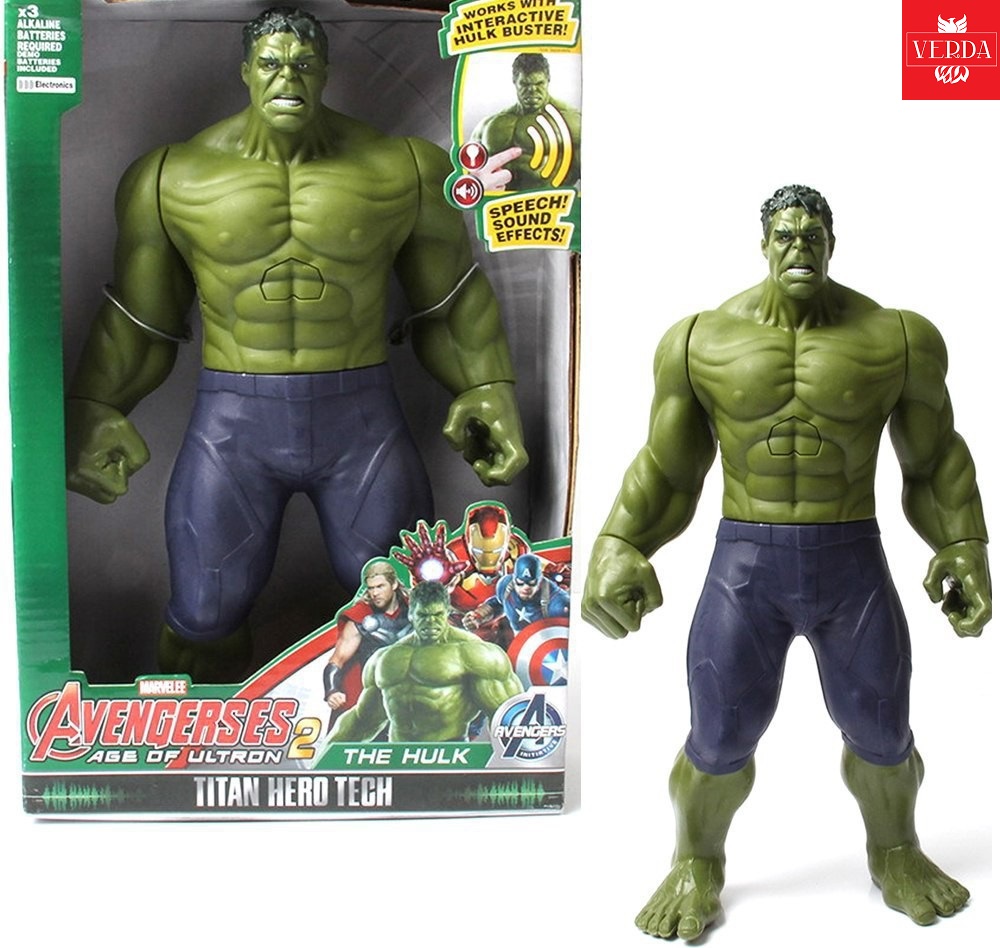 Mô hình Hulk khổng lồ âm thanh đèn led marvel figure đồ chơi cao 30cm avengers titan hero tech
