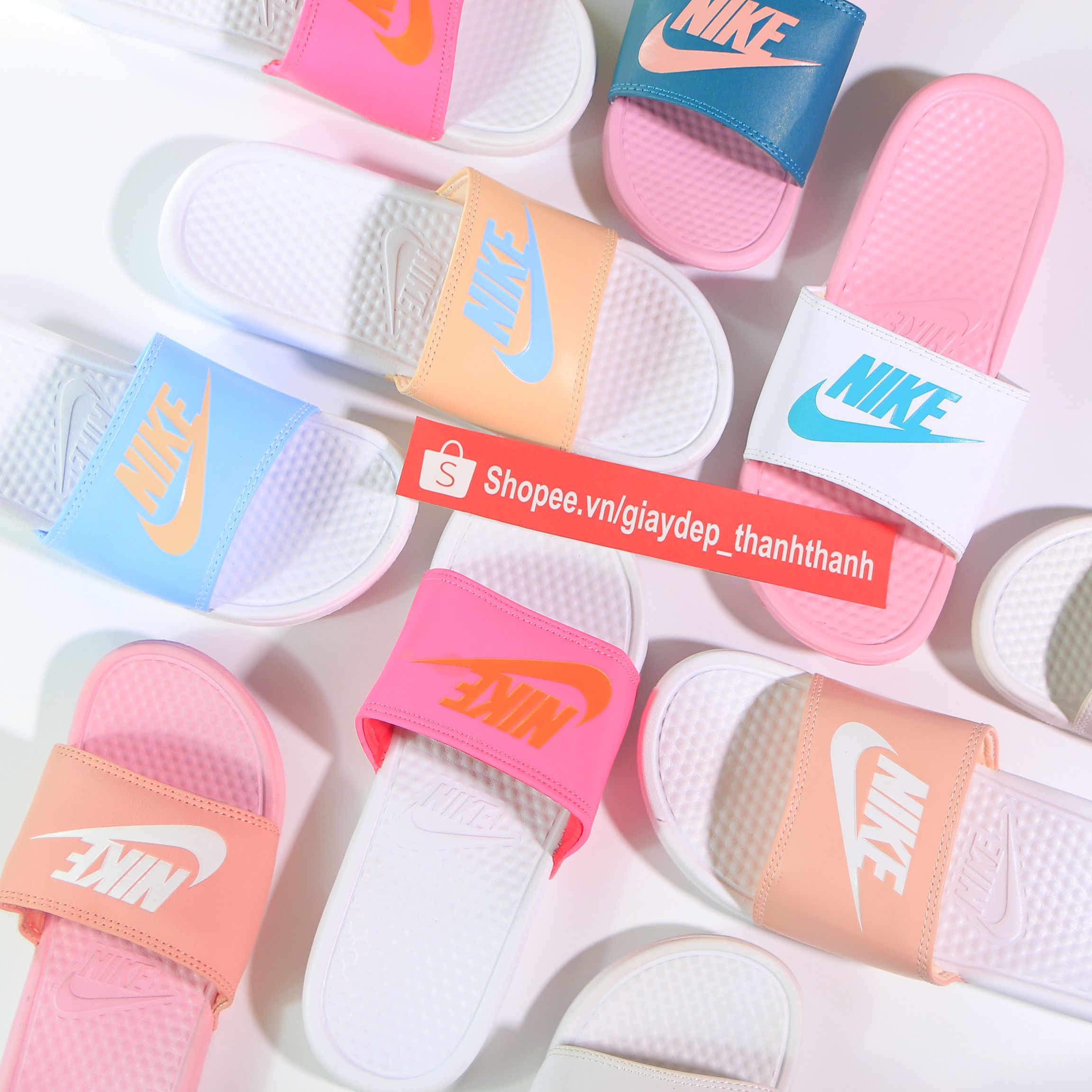 Dép NK Benassi Màu Pastel Quai Ngang Siêu Mềm