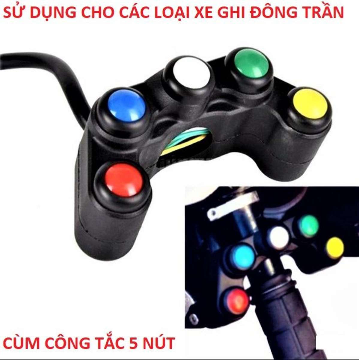 Cùm công tắc 5 nút mẫu mới cho xe đạp điện - xe máy, công tắc độ xe điện đa năng cực chất , đồ chơi xe máy , đồ chơi xe điện , phụ kiện xe điện