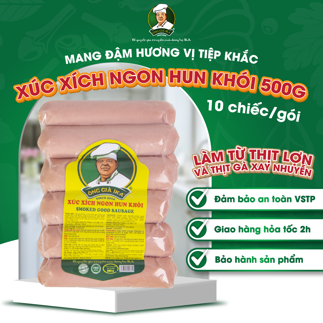 Xúc xích Ngon hun khói 500g Ông già Ika