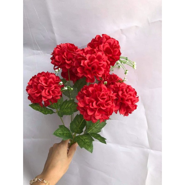 Hoa cúc tổ ong 9 bông, thược dược lụa cao cấp 045