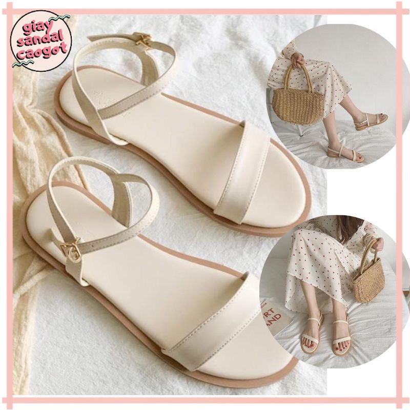 Gìay sandal đế bằng thời trang mã SD-0279  mũi hở quai ngang kiểu dáng thanh lịch hàng chuẩn