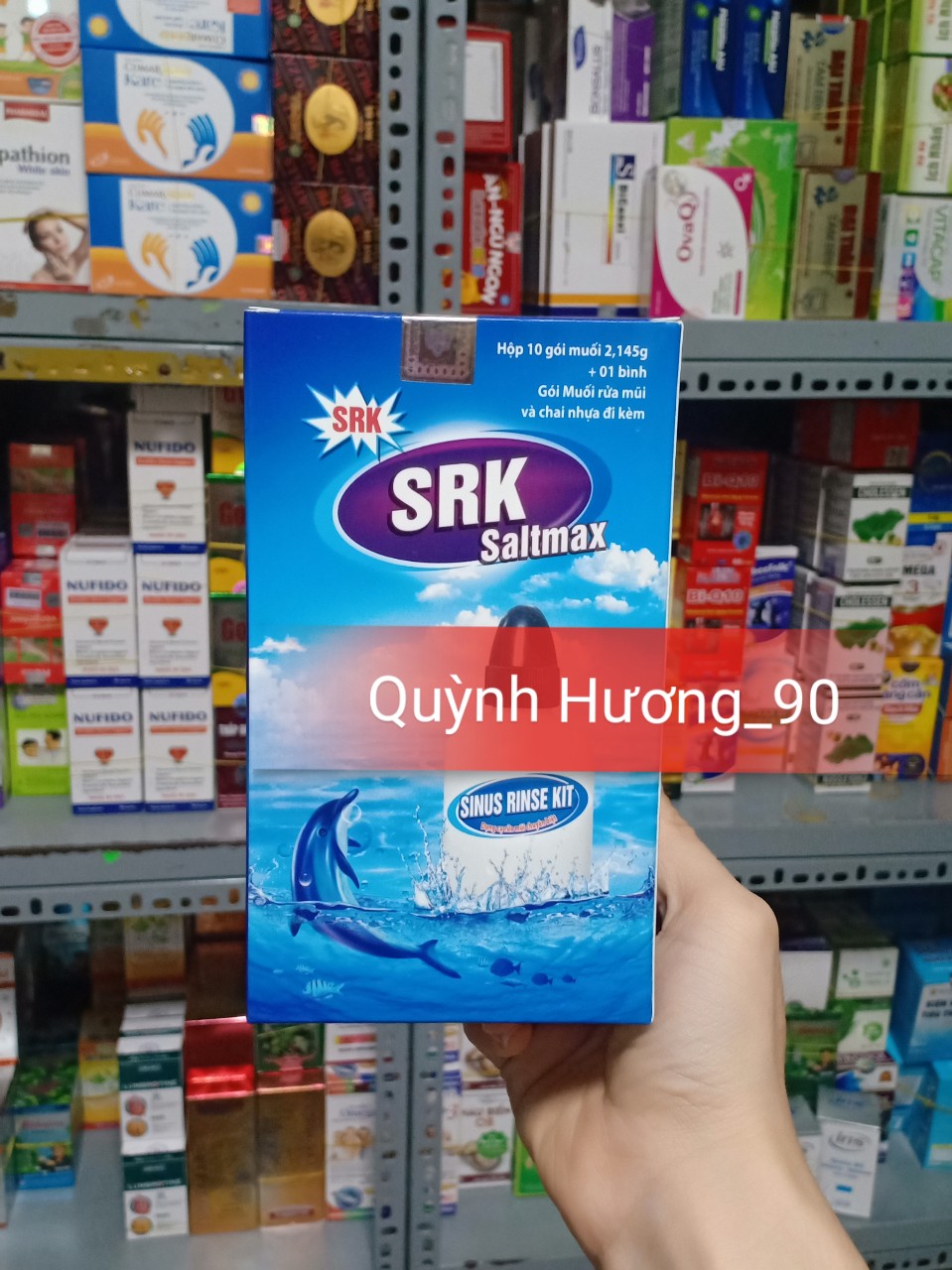 Bình và muối rửa mũi SRK Saltmax cho mũi khô thoáng cả ngày