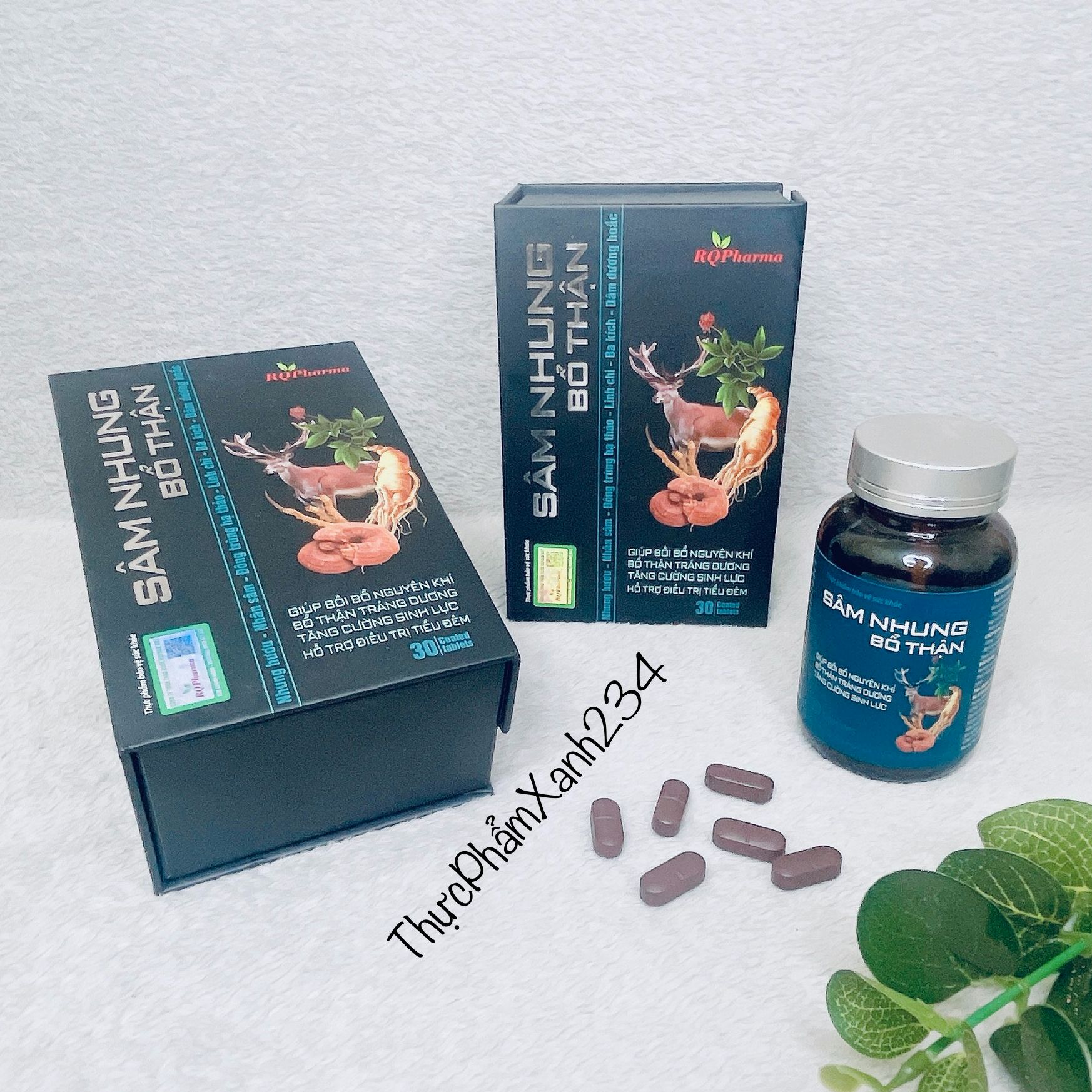 Sâm Nhung bổ thận RQ giúp bổ thận tráng dương, mạnh gân cốt, Viên Sâm nhung bổ thận tăng cường sinh lý Nam Nữ- Lọ 30viên