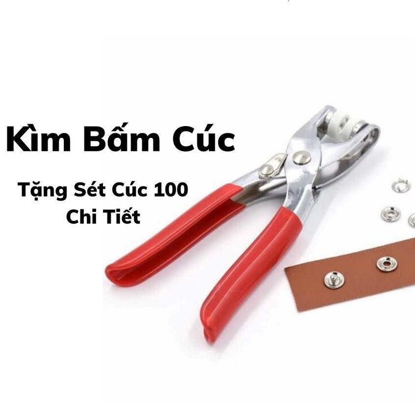 Combo kìm bấm kim loại 100 chi tiết cúc bấm vành áo tiện lợi bấm khuy bằng sắt