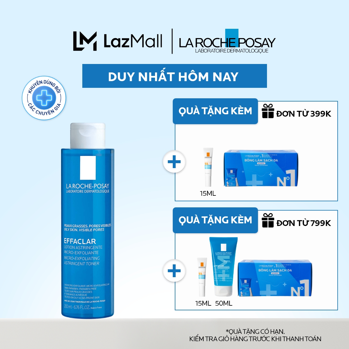Nước cân bằng (toner) giàu khoáng dành cho da dầu La Roche-Posay Effaclar Astringent Lotion 200ml