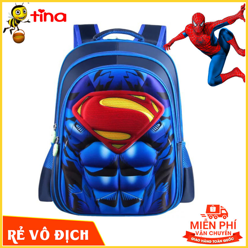 [GIÁ HỦY DIỆT ] HÀNG SIÊU PHẨM balo đi học cho bé trai in nồi hình siêu nhân batman cho bé đi học cấp 1 tiểu học màu xanh màu đỏ TE7