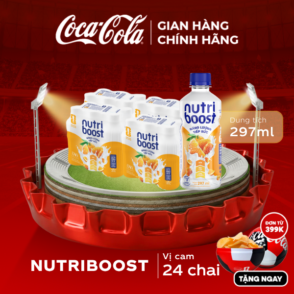 [SIÊU SALE ] Lốc 24 Chai Thực phẩm bổ sung Nước uống sữa trái cây Nutriboost hương cam 297ml/Chai Sale 25.06 Coca-Cola Chính Hãng_LD