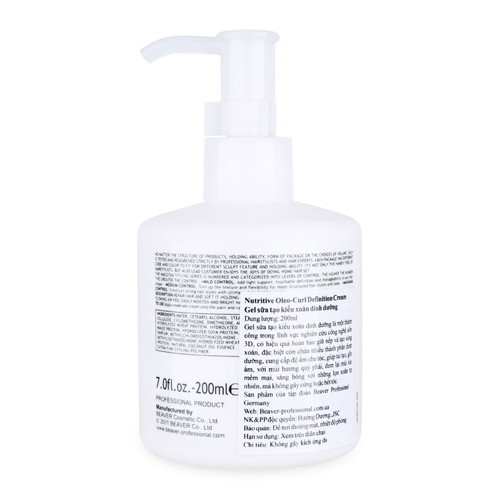 Gel sữa tạo kiểu xoăn ding dưỡng Beaver 3+ 200ml - Nutritive Oleo-Curl Definition Cream