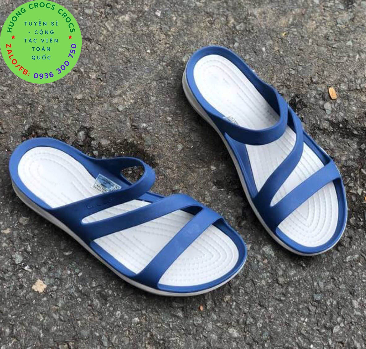 DÉP LÊ NHỰA ĐI MƯA CROCS WAVE CHO NỮ MÀU XANH BLUE