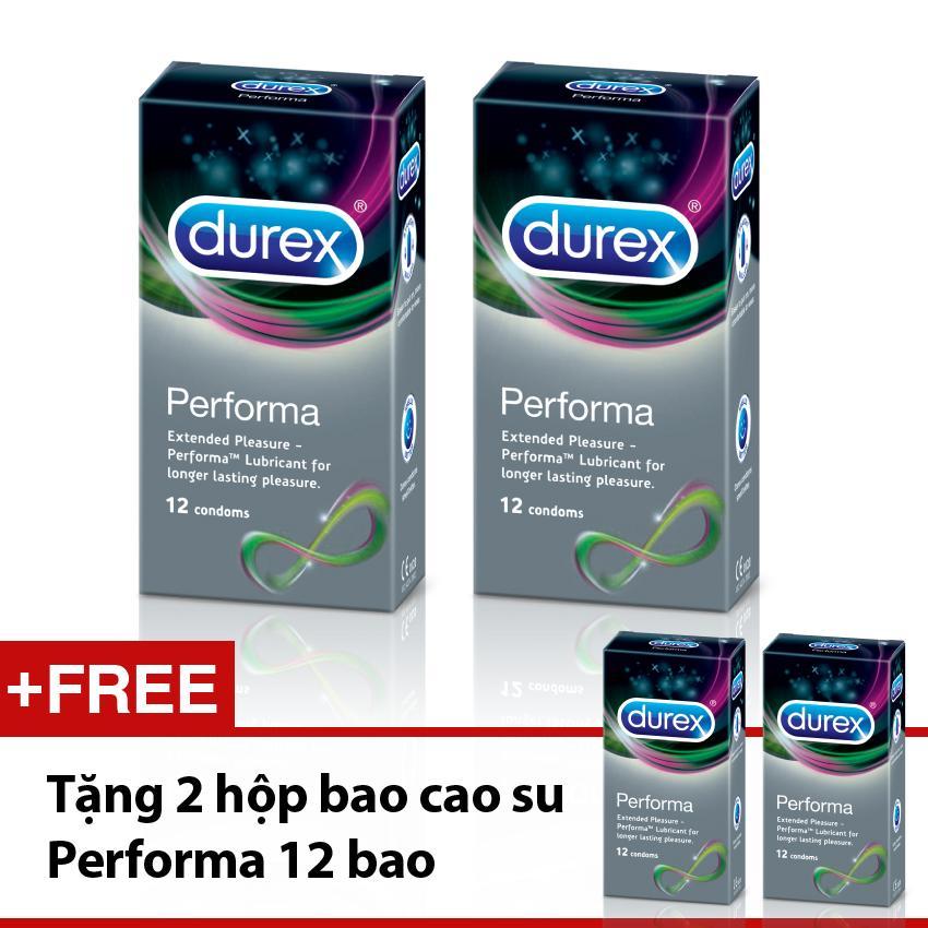 Bao cao su keo dai Durex Performa 12pcs.Tang 2 hop cung loai 12pcs