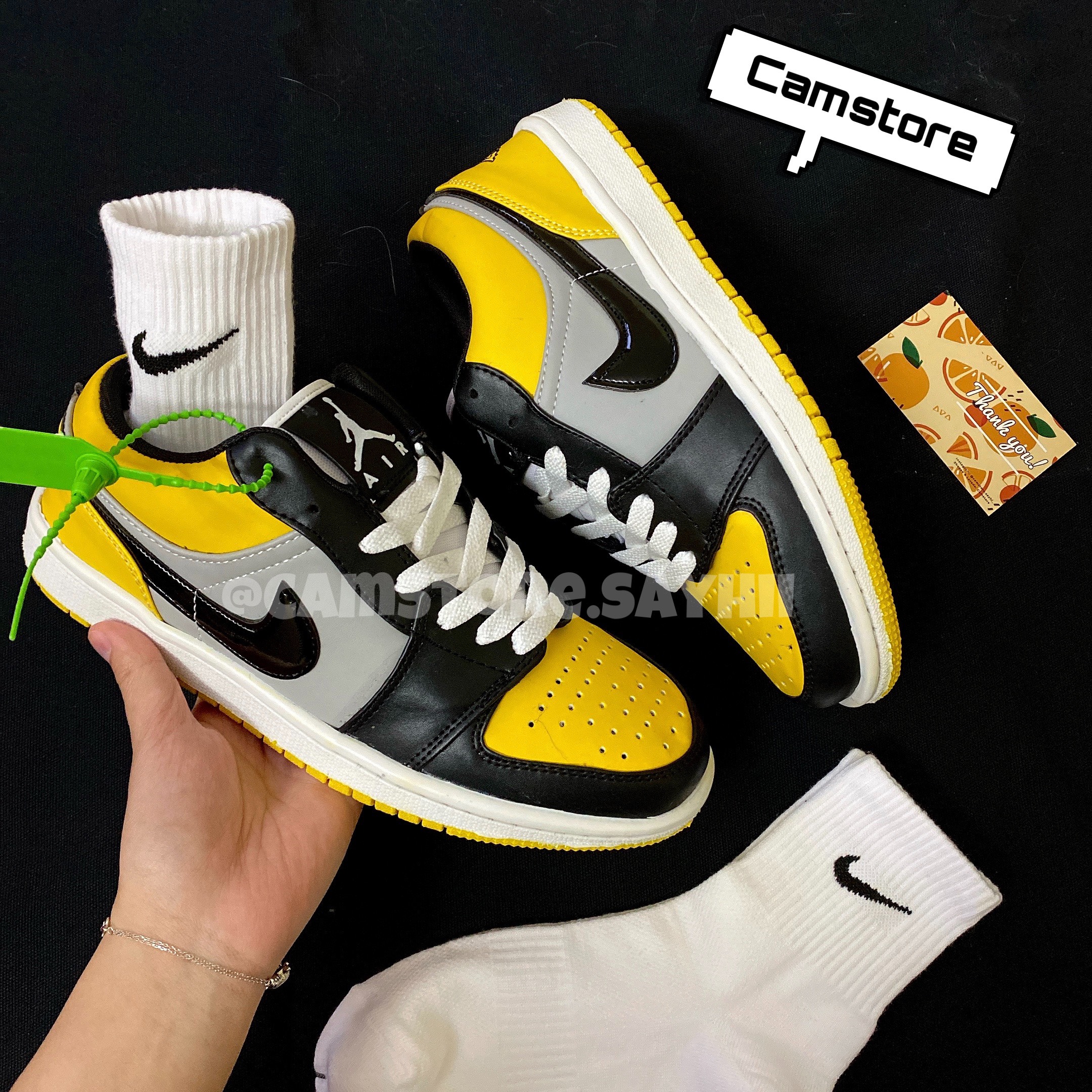 Giày Thể Thao Sneaker Nam JD Màu Vàng Cổ Thấp