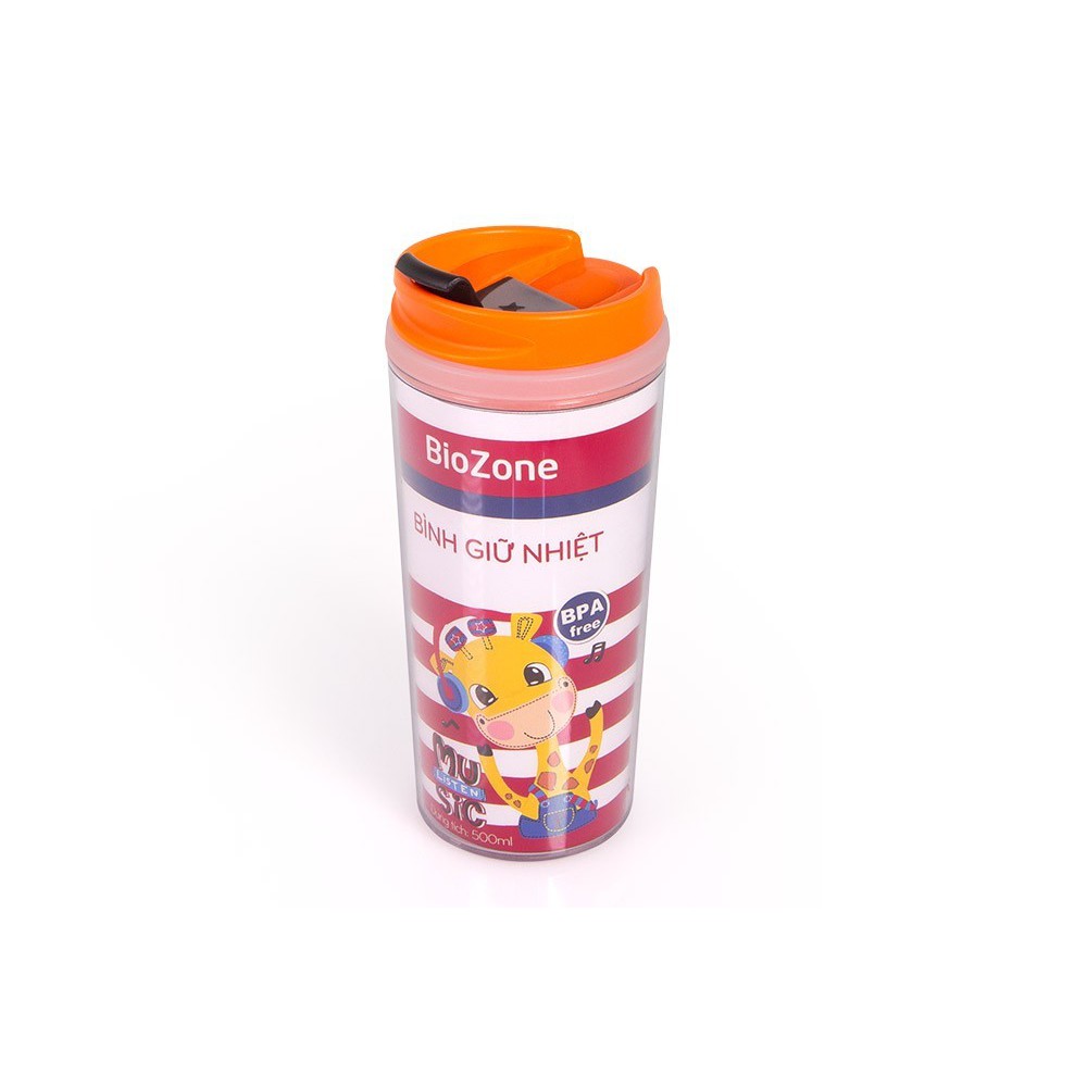 Bình giữ nhiệt biozone 500ml nắp màu cam