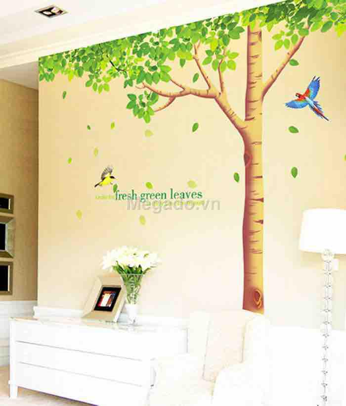 Decal tranh dán tường cây xanh mẫu to