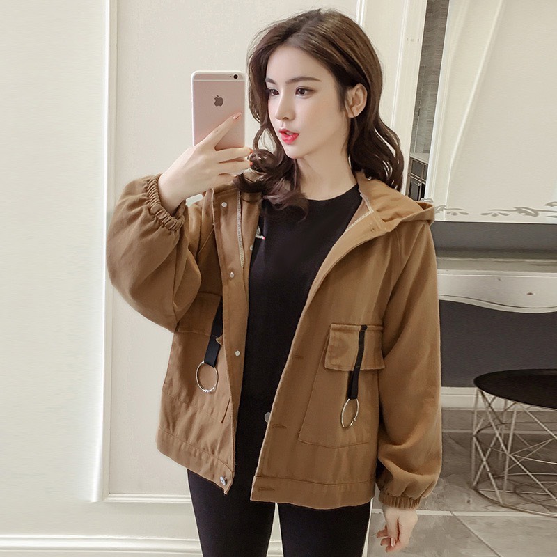 Áo khoác kaki nữ phối khoen cực dễ thương siêu phong cách