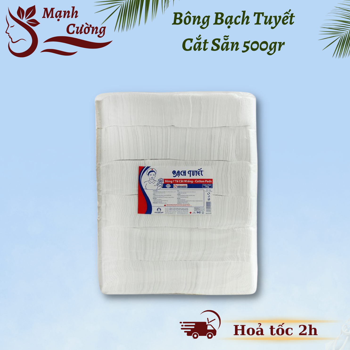 Bông tẩy trang Bạch Tuyết | Bông Bạch Tuyết cắt sẵn 500gr 7x7 cm
