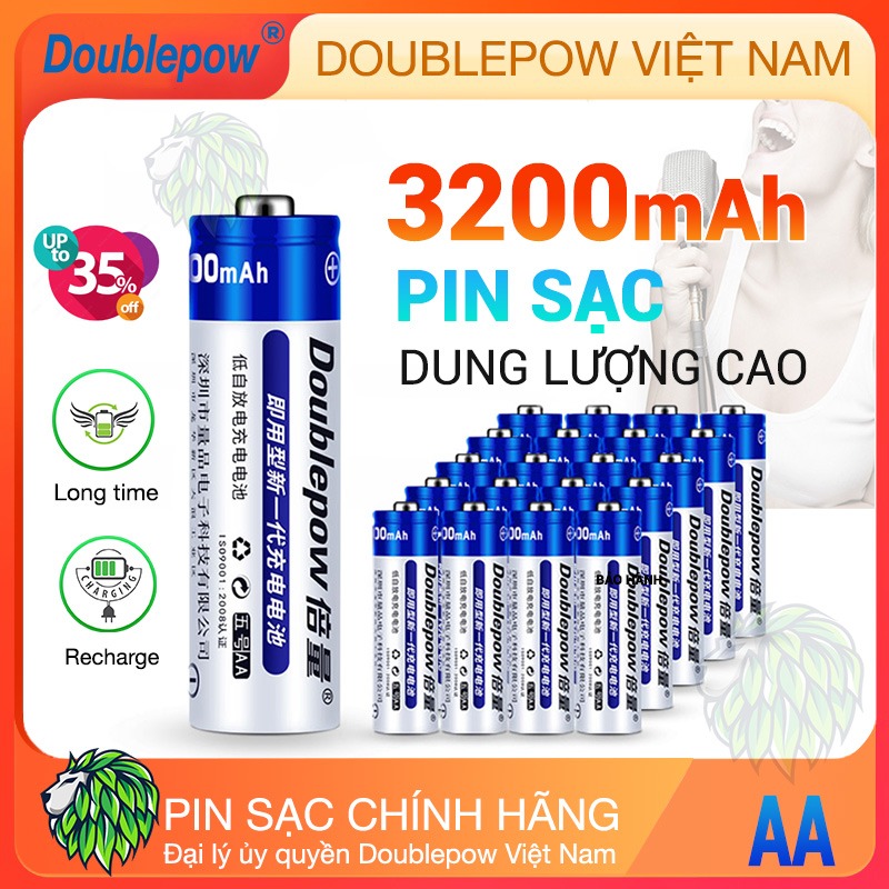 Pin sạc AA bộ pin 4 sạc AA 3300mah 3000mah 2700mah 1200mah Doublepow - pin tiểu sạc AA, Pin Sạc Micro Không Dây - Pin Đồ Chơi Điện Tử - Pin Tiểu Sạc Dung Lượng Cao - Pin Micro Loa Kẹo Kéo - Pin Chuột Không Dây