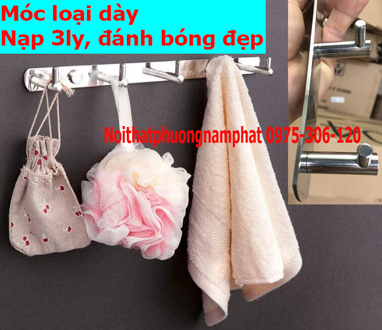 Móc Treo Quần Áo Gắn Tường CAO CẤP Bằng INOX 304 Trong Nhà Tắm MA2 MÓC ÁO TRỤC DÀY đánh bóng đẹp hàng đặt xưởng chắc chắn inox 304 móc áo