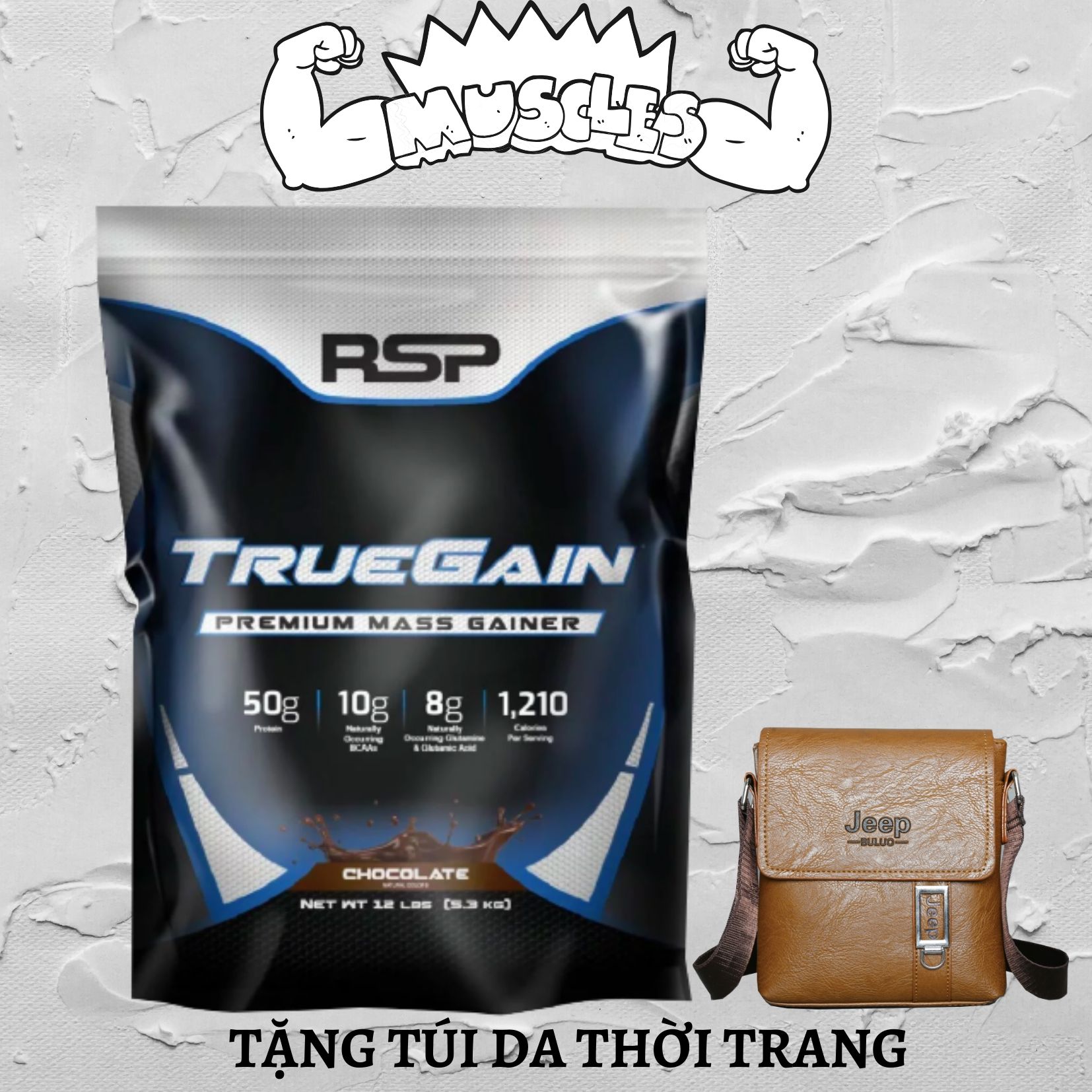 Thực phẩm chức năng RSP TrueGain - Tăng Cân Hạn Chế Mỡ - Vị Chocolate + Tặng bình lắc ngẫu nhiên