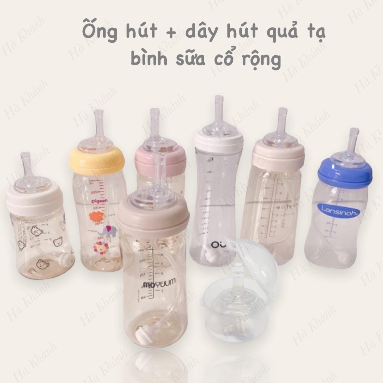 Ống Tập Hút Bình Sữa Cổ Rộng Pigeon , Lansinoh Momma , Moyuum P09