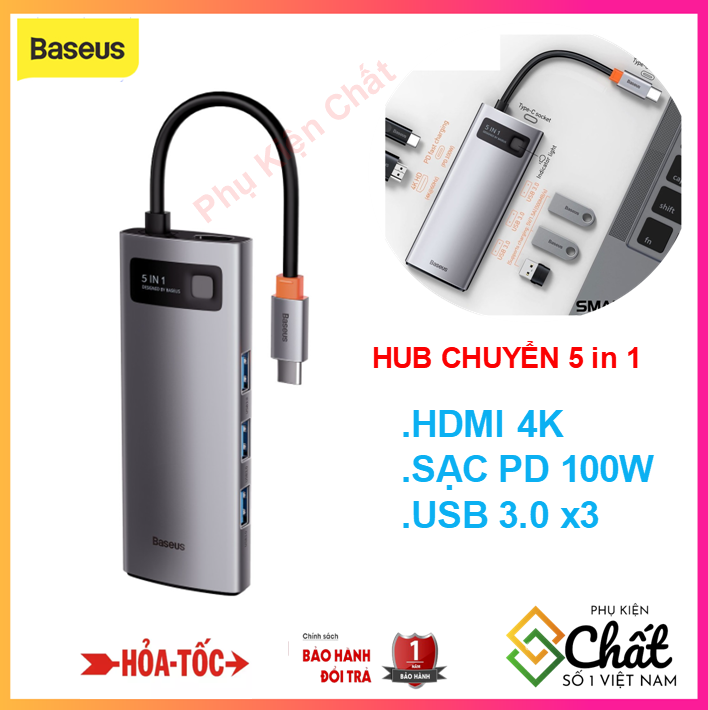 Bộ chuyển đổi đa năng baseus type-c to hdmi usb3.0 sd card reader type c pd 100w, multifunctional hub) - cahub , dùng cho tivi , màn hình máy tính