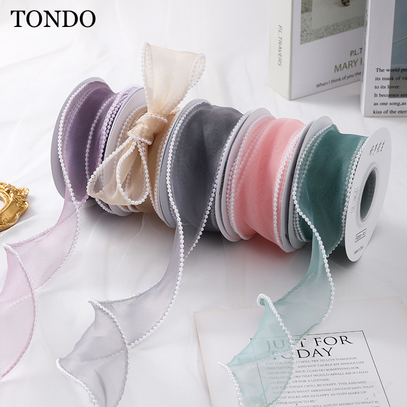 Dây Ruy Băng Voan Viền Sóng Biên May Đẹp Phong Cách Hàn Quốc Bản 4cm - 5m