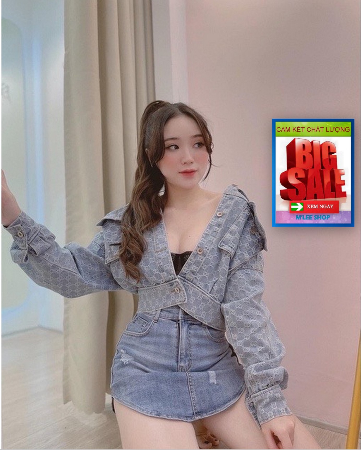 áo khoác jean nữ cao cấp vải jean hàng xịn chuẩn shop M'LEE SHOP MẪU MỚI NHẤT AZK106 thiết kế trẻ trung phong cách hàn quốc cá tính năng động thời trang M'LEE SHOP ML01227
