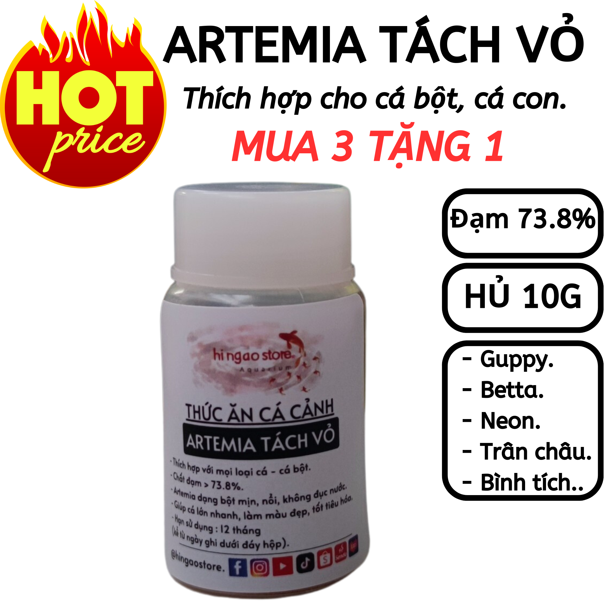 10g Artemia extract, Artemia powder, Artemia driedGuppy, Betta, neon