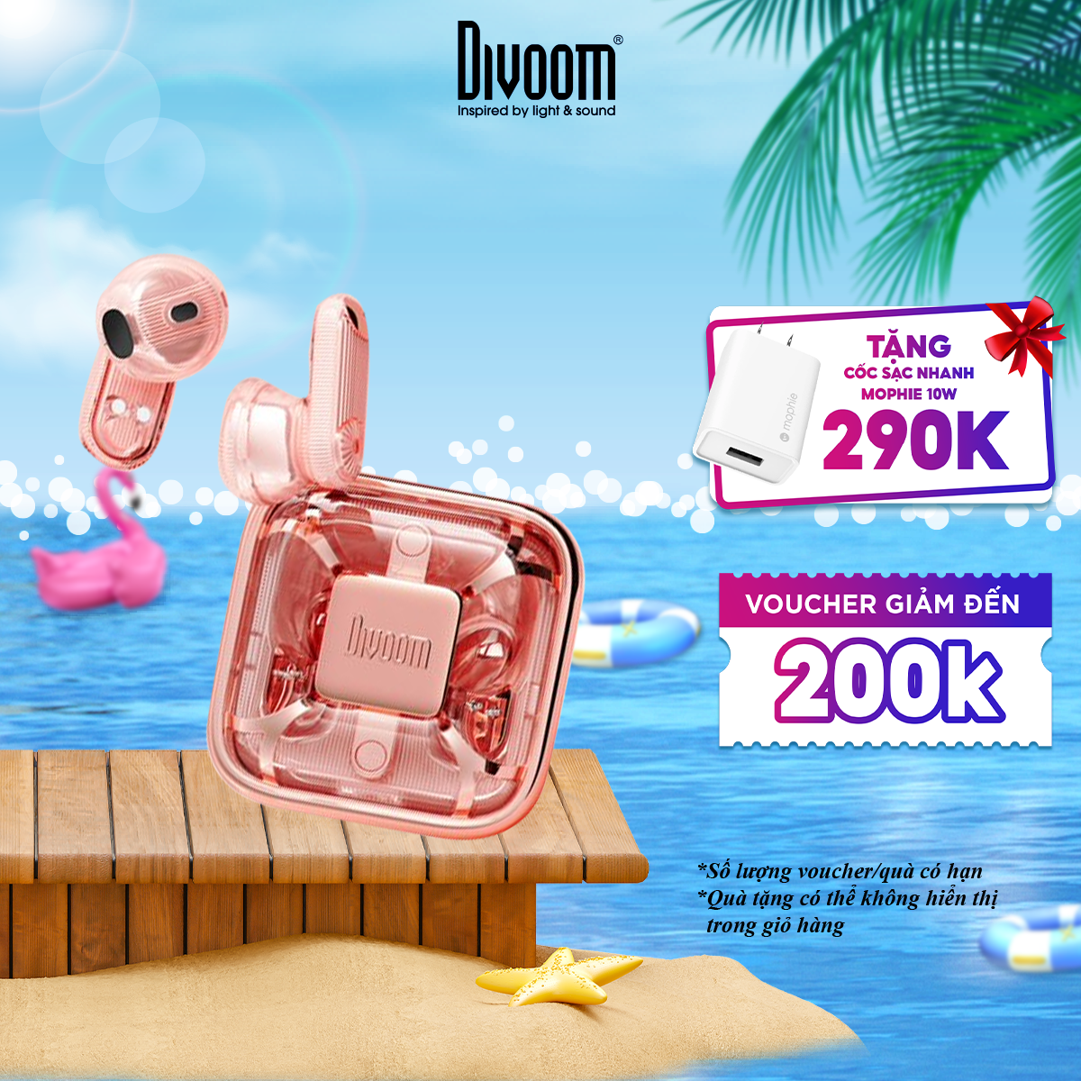 Tai Nghe Bluetooth Divoom Spark Air cảm ứng một chạm, chống ồn, thiết kế nhỏ gọn - Bảo hành 12 tháng