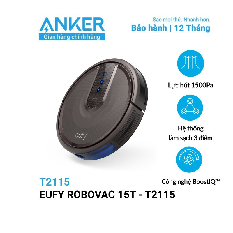 Robot hút bụi eufy robovac 15t - t2115 lực hút 1500pa bảo hành 12 tháng anker việt nam