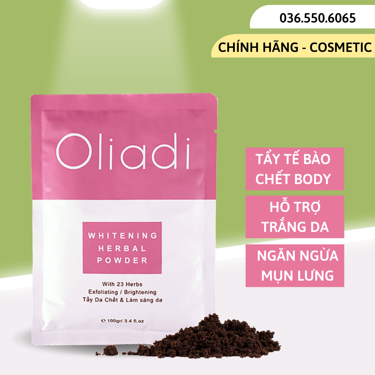 Lẻ 1 Gói Bột Tắm Trắng Thảo Mộc Oliadi Chính Hãng - Tẩy Tế Bào Chết Body - Làm Sáng Mịn Da - Làm Dịu Da - Hỗ Trợ Trắng Da