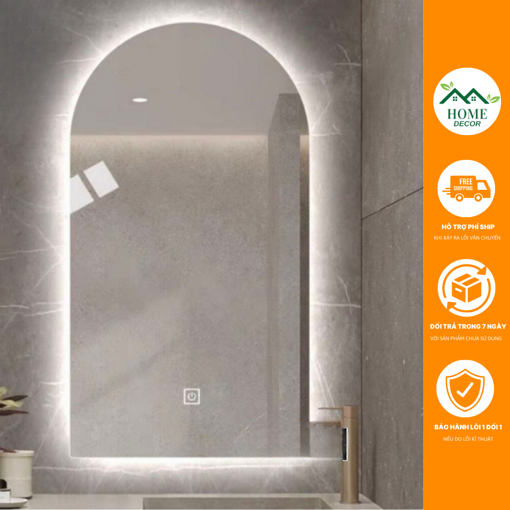Gương Vòm Treo Phòng Tắm, Bàn Trang Điểm Led Cảm Ứng Cao Cấp DECOR HOMES