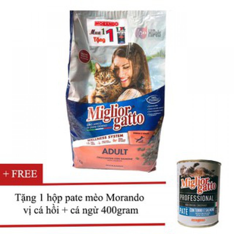 Thức Ăn Hạt Morando Miglior Gatto Cho Mèo Lớn 2kg (Nhập Ý) Tặng 1 lon pate 400g