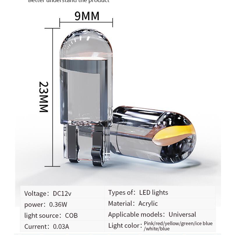 Đèn LED T10 (thấu kính ) COB T10 W5W WY5W 168 501 2825 COB cho xe hơi , ô tô , nhiều màu